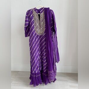 Purple Embroidered Dress with Dupatta